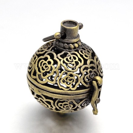 Круглые подвески из латуни с полыми клетками KK-D389-01AB-C-RS-1
