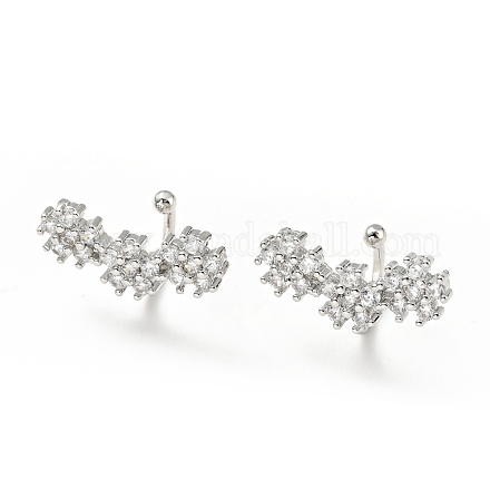 Серьги-каффы с цветком из прозрачного кубического циркония EJEW-G295-08P-1