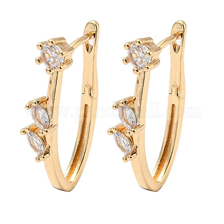 Серьги-кольца из латуни с прозрачными циркониями EJEW-B035-31KCG-1