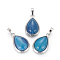 Natural Agate Pendants, with Brass Findings, teardrop, Platinum, 26x16~17x8~10mm, Hole: 8x5mm