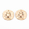Brass Pendants, Nickel Free, Flat Round with Insect, Real 18K Gold Plated, 17x17x3mm, Hole: 1.2mm
