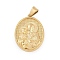 304 Stainless Steel Pendants, Oval with St. Joseph Charm, Real 18K Gold Plated, 36x26x5.5mm, Hole: 8x4mm