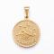 Real 18K Gold Plated 304 Stainless Steel Pendants, Flat Round with Twelve Constellation/Zodiac Sign, Scorpio, 29x25x3.2mm, Hole: 9x4.5mm