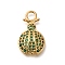 Brass Micro Pave Cubic Zirconia Pendants, Cadmium Free & Nickel Free & Lead Free, Real 18K Gold Plated, Ladybird Charms, Green, 20x12x4mm, Hole: 3mm