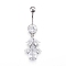 Piercing Jewelry, Brass Cubic Zirciona Navel Ring, Belly Rings, with 304 Stainless Steel Bar, Platinum, 40mm, Bar: 15 Gauge(1.5mm), Bar Length: 3/8