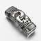 304 Stainless Steel Links connectors, For Leather Cord Bracelets Jewelry Making, Rectangle, Antique Silver, 43x16x10mm, Hole: 6x12mm
