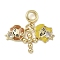 Brass Clear Cubic Zirconia European Dangle Charms, Girls & Cross Enamel Large Hole Pendants, Long-Lasting Plated, Rack Plating, Cadmium Free & Lead Free, Real 18K Gold Plated, 27mm, Hole: 4.8mm