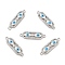 Brass Micro Pave Clear Cubic Zirconia Connector Charms with Enamel, Oval Links with Evil Eye, Cadmium Free & Nickel Free & Lead Free, Platinum, White, 24.5x7x2.8mm, Hole: 1.4mm