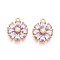 Real 18K Gold Plated Brass Micro Pave Cubic Zirconia Pendants, Nickel Free, Flower, Lavender, 15x12.5x3.5mm, Hole: 1.4mm