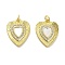 Brass Micro Pave Clear Cubic Zirconia Pendants, Cadmium Free & Lead Free, with Shell, Jump Rings, Real 18K Gold Plated, Heart, 19.5x16x3mm, Hole: 3.5mm