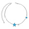 925 Sterling Silver Link Anklets, with Grade AAA Cubic Zirconia and Epoxy Resin, Star, Sky Blue, 8-1/4 inch(21cm)