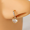 Brass Micro Pave Clear Cubic Zirconia Dangle Hoop Nose Rings, Golden, Heart, Inner Diameter: 8mm