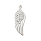 Non-Tarnish 304 Stainless Steel Pendants, Wing Charms, Stainless Steel Color, 36.5x13x2mm, Hole: 1.6mm