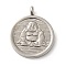 Non-Tarnish 304 Stainless Steel Pendants, Stainless Steel Color, Flat Round, Buddha, 31x25x2mm, Hole: 4mm