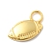 925 Sterling Sliver Charms, Golden, with 925 Stamp, Rugby, 8x12x1.5mm, Hole: 2.5mm