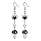 Natural Quartz Crystal Chips Dangle Earrings, Mushroom & Heart Lampwork Long Drop Earrings with 304 Stainless Steel Pins, 73~74x11.5~12.5mm