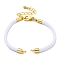 Nylon Cords Bracelet Makings Fit for Connector Charms, with Brass Findings and 304 Stainless Steel Lobster Claw Clasps, Long-Lasting Plated, White, 6-1/2~6-3/4 inch(16.5~17cm), Hole: 1.8mm