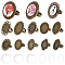 DIY Blank Dome Finger Rings Making Kit, Including Bowknot & Flower & Oval Adjustable Alloy Ring Settings, Glass Cabochons, Antique Bronze, 20Pcs/bag