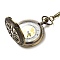 Alloy Glass Pendant Pocket Necklace, Electronic Watches, with Iron Chains and Lobster Claw Clasps, Flat Round, Antique Bronze, 30.70~32.28 inch(78~82cm), watches: 60x47x15mm