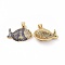 Brass Micro Pave Clear Cubic Zirconia Pendants, Cadmium Free & Lead Free, Fish, Marine Blue, 24x16.5x5mm, Hole: 3.5x5mm