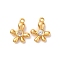Brass Micro Pave Cubic Zirconia Pendants, Flower, Long-Lasting Plated, Nickel Free, Real 18K Gold Plated, 14.5x11x4mm, Hole: 1.2mm
