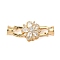 Flower Brass Micro Pave Cubic Zirconia Fold Over Clasps, Nickel Free, Real 18K Gold Plated, Clear, 29.5mm
