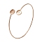 304 Stainless Steel Cuff Blank Bangle Bases with Round Tray, Solid, Rose Gold, Tray: 8mm, Inner Diameter: 2-1/2 inch(6.3x6.5cm)