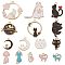 SUNNYCLUE 1 Box 30Pcs Cat Charms Enamel Charms Cats Head Dainty Kitty Charm Cute Animals Pets Black Cat Sakura Flowers Crescent Moon Charms for Jewelry Making Charm Earrings Necklace DIY Supplies