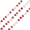 Handmade Glass Beaded Chains, Faceted, Unwelded, with 304 Stainless Steel Chains, Golden, Round, Red, 3x2.5mm