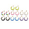 Brass Enamel Half Hoop Earrings, with Ear Nuts, Nickel Free, Letter C Shape, Real 16K Gold Plated, Mixed Color, 20x3.5mm, Pin: 0.7mm