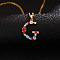 Brass Pave Colorful Cubic Zirconia Initial Pendant Necklaces for Women, Golden, Letter G, 19.69 inch(50cm)