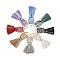Cotton Thread Tassel Big Pendant Decorations, with Metallic Cord and Alloy Findings, Long-Lasting Plated, Fish, Mixed Color, 59~62x20~30x5mm, Hole: 2mm