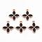 Alloy Pendants, Cadmium Free & Lead Free, with Enamel, Flower, Light Gold, Black, 18x15.5x2mm, Hole: 1.5mm