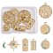 14Pcs 7 Styles 304 Stainless Steel Pendants, with Mixed Color Rhinestone, Moon & Star Charm, Mixed Shapes , Real 18K Gold Plated, 12~29x7.5~25x2~3.5mm, Hole: 1.4~2mm, 2pcs/style
