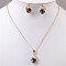 Butterfly & Flat Round Alloy Rhinestone Pendant Necklaces & Stud Earrings, Golden, Siam, 450mm