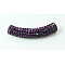 Brass Middle East Rhinestone Beads, Tube, Amethyst, 46~47x9mm, Hole: 4mm