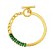 304 Stainless Steel Chain Bracelets, with Glass & Toggle Clasp, for Women, Green, 4-3/4 inch(12cm)