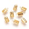 304 Stainless Steel Folding Crimp Ends, Fold Over Crimp Cord Ends, Real 18K Gold Plated, 11.5x5.5x4.5mm, Hole: 1.2mm, Inner Diameter: 4~4.5mm