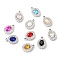UV Plating Alloy Pendants, with Crystal Rhinestone and Glass, Platinum, Oval Charms, Mixed Color, 18x12.5x4mm, Hole: 2mm