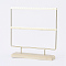 Iron 2-Tier Earring Display Stand, for Hanging Dangle Earring, with Wood Pedestal, Golden, 25.2x25.5x5cm