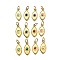 Gemstone Pendants, Horse Eye Charms, with Ion Plating(IP) 304 Stainless Steel Settings and Jump Rings, Real 14K Gold Plated, Mixed Dyed and Undyed, 19.5x9.5x2.8mm, Hole: 2.5x5mm