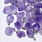 Natural Amethyst Pendants, with Brass Snap On Bails, Nuggets, Platinum, 15~40x10~20x5~15mm, Hole: 3~4x7~8.5mm