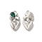 Glass Flower Of Life Pendant, with Platinum Alloy Findings, Lead Free & Cadmium Free, Green, 23x11.5x4mm, Hole: 1.8mm