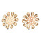 Brass Stud Earring Findings, with Vertical Loop, Cadmium Free & Nickel Free & Lead Free, Flower, Real 18K Gold Plated, 25x25mm, Hole: 1.5mm & 1.8mm, Pin: 0.8mm
