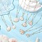 4Pcs 4 Styles Electroplate Natural Shell Pendant Necklaces, Brass Satellite Chain Necklaces, Golden, WhiteSmoke, 17.32 inch(44cm) long+50mm extender, pendant: 19~24x18~28mm, 1pc/style