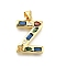 Brass Micro Pave Clear Cubic Zirconia Pendants, with Jump Ring, Lead Free and Cadmium Free, Long-Lasting Plated, Rack Plating, Letter Charms, Real 18K Gold Plated, Letter Z, 19~21x9.5~20x2.7mm, jump ring: 5x1mm, 3mm inner diameter.