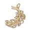 Brass Micro Clear Cubic Zirconia Pendants, Long-Lasting Plated, Feather, Real 18K Gold Plated, 24x18x3mm, Hole: 3.5mm