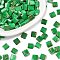 2-Hole Glass Seed Beads, Antique Style, Rectangle, Green, 5x4.5~5.5x2~2.5mm, Hole: 0.5~0.8mm