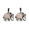 Natural Rose Quartz Pendants, Rack Plating Brass Elephant Charms, Platinum, Cadmium Free & Lead Free, 26mm, Elephant: 18x21x8mm, Hole: 8x5mm