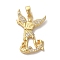 Brass Micro Pave Cubic Zirconia Pendants, Long-Lasting Plated, Cadmium Free & Lead Free, Angel, Real 18K Gold Plated, 26x18x3mm, Hole: 4x2.5mm
